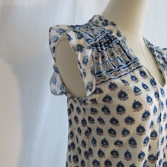 LUCKY BRAND Sleeveless Tie Neck Blouse, Soft Cotton Mix, Size S - Picture 3 of 8